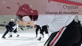  Presentation with puck - PPT theme consisting of back-view-of-hockey-player background and a tawny brown colored foreground