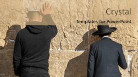  Presentation with jewish - Slides consisting of back-view-of-jewish-men background and a coral colored foreground