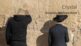  Presentation with jewish - Presentation enhanced with back-view-of-jewish-men background and a coral colored foreground