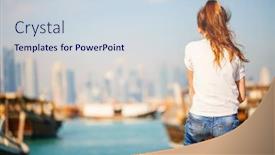  Presentation with qatar - Presentation design consisting of back-view-of-little-girl background and a sky blue colored foreground