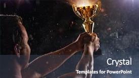  Presentation with hard work - Theme with trophee - back view of man fighter background and a ocean colored foreground