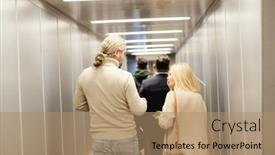  Presentation with moving business - Cool new slide deck with back-view-of-mature-couple backdrop and a coral colored foreground