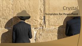  Presentation with black men - PPT layouts with back-view-of-men background and a coral colored foreground