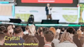  Presentation with formal - Presentation having back-view-of-men background and a violet colored foreground