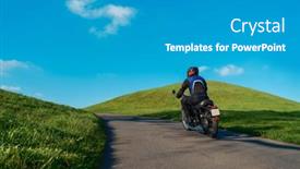  Presentation with black road - Slides consisting of back-view-of-motorcyclist background and a  colored foreground