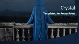  Presentation with black woman - Beautiful presentation theme featuring back view of mysterious woman backdrop and a ocean colored foreground