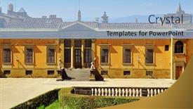  Presentation with gardens - Colorful theme enhanced with back view of palazzo pitti facing boboli gardens in florence italy backdrop and a light blue colored foreground