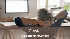  Presentation with front desk - Amazing PPT theme having back-view-of-relaxed-businessman backdrop and a violet colored foreground