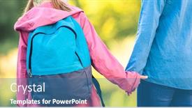  Presentation with back school - Cool new PPT layouts with back-view-of-school-girl backdrop and a teal colored foreground