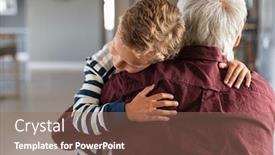  Presentation with old man - Amazing presentation theme having back-view-of-senior-man backdrop and a coral colored foreground