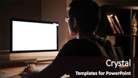  Presentation with nighttime - Presentation theme with back view of serious young background and a wine colored foreground