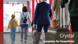  Presentation with departure - Colorful slide set enhanced with back-view-of-several-people backdrop and a dark gray colored foreground