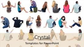  Presentation with people - PPT layouts featuring back view of sitting people background and a lemonade colored foreground