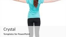  Presentation with pilates - Slide deck featuring back view of standing young beautiful woman in in sportswear involved in pilates rear view people collection backside view of person isolated over white background background and a white colored foreground