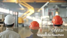  Presentation with team - Theme consisting of back-view-of-team background and a coral colored foreground