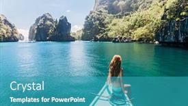  Presentation with relaxing - Audience pleasing PPT theme consisting of back-view-of-the-young backdrop and a teal colored foreground