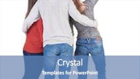  Presentation with three - Amazing PPT theme having back view of three friends pointing group of people watching somewhere rear view people collection backside view of person isolated over white background backdrop and a teal colored foreground