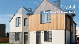  Presentation with windows doors - Slide deck with back-view-of-two-cottages background and a teal colored foreground