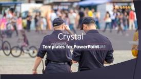  Presentation with police - Slide deck having back-view-of-two-men background and a violet colored foreground