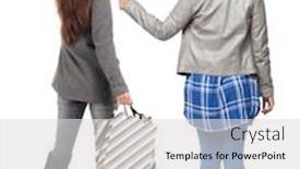  Presentation with procurement - Audience pleasing slide set consisting of back-view-of-two-women backdrop and a light gray colored foreground