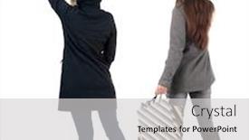  Presentation with procurement - PPT theme consisting of back-view-of-two-women background and a light gray colored foreground