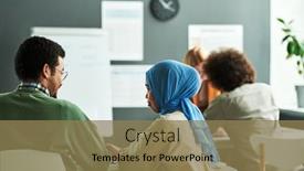  Presentation with new teacher - PPT theme featuring back-view-of-two-young background and a coral colored foreground