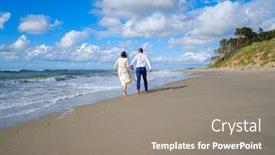  Presentation with beach wedding - Audience pleasing presentation theme consisting of back-view-of-unrecognizable-barefoot backdrop and a gray colored foreground