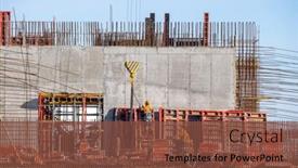  Presentation with building construction - Presentation theme featuring back-view-of-unrecognizable-male background and a  colored foreground