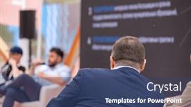  Presentation with formal - PPT theme featuring back-view-of-unrecognizable-man background and a ocean colored foreground