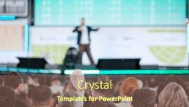  Presentation with smart - PPT theme having back-view-of-unrecognizable-people background and a violet colored foreground