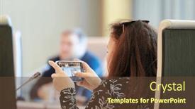  Presentation with shooting - Theme having back-view-of-unrecognizable-woman background and a tawny brown colored foreground