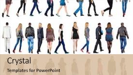  Presentation with walking - PPT theme consisting of back view of walking people background and a lemonade colored foreground