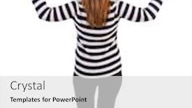  Presentation with victory - Beautiful presentation theme featuring back-view-of-woman-raised backdrop and a light gray colored foreground