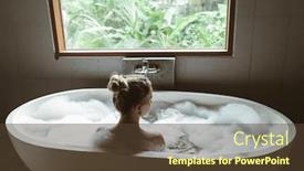  Presentation with foam - Audience pleasing presentation consisting of back-view-of-woman-relaxing backdrop and a tawny brown colored foreground