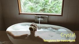  Presentation with foam - Presentation theme featuring back-view-of-woman-relaxing background and a tawny brown colored foreground