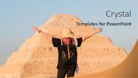  Presentation with egypt pyramid - PPT theme consisting of back-view-of-woman-standing background and a  colored foreground