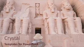  Presentation with abu simbel - Slide set having back-view-of-woman-standing background and a coral colored foreground