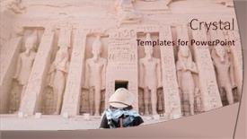  Presentation with abu simbel - Presentation design consisting of back-view-of-woman-standing and a lemonade colored foreground