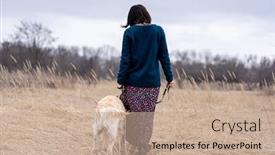  Presentation with walking - Slide set enhanced with back-view-of-woman-walking background and a coral colored foreground