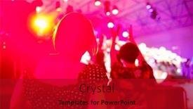  Presentation with music festival - Slide set featuring back-view-of-woman background and a crimson colored foreground