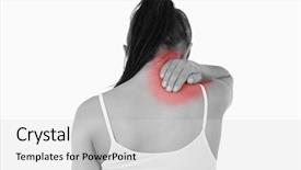  Presentation with back pain - Presentation theme consisting of backpain women - back view of woman background and a light gray colored foreground