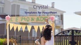  Presentation with lemonade - Colorful theme enhanced with back-view-of-young-brunette backdrop and a sky blue colored foreground