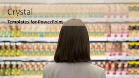  Presentation with cosmetic - Presentation theme with back-view-of-young-brunette background and a soft green colored foreground