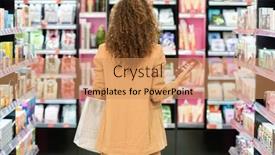  Presentation with beauty products - Colorful presentation design enhanced with back-view-of-young-curly backdrop and a coral colored foreground