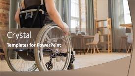  Presentation with front office - Presentation theme enhanced with back-view-of-young-disable background and a violet colored foreground