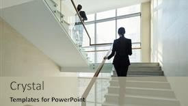  Presentation with upstairs - Beautiful slide deck featuring back-view-of-young-elegant backdrop and a mint green colored foreground