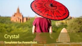  Presentation with ancient temples - Colorful presentation enhanced with back view of young girl backdrop and a tawny brown colored foreground