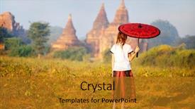  Presentation with ancient temples - Beautiful presentation featuring back view of young girl backdrop and a gold colored foreground