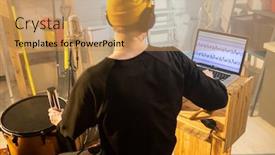  Presentation with recording studio - Colorful presentation theme enhanced with back-view-of-young-musician backdrop and a yellow colored foreground