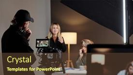  Presentation with videographer - PPT layouts having back-view-of-young-videographer background and a  colored foreground